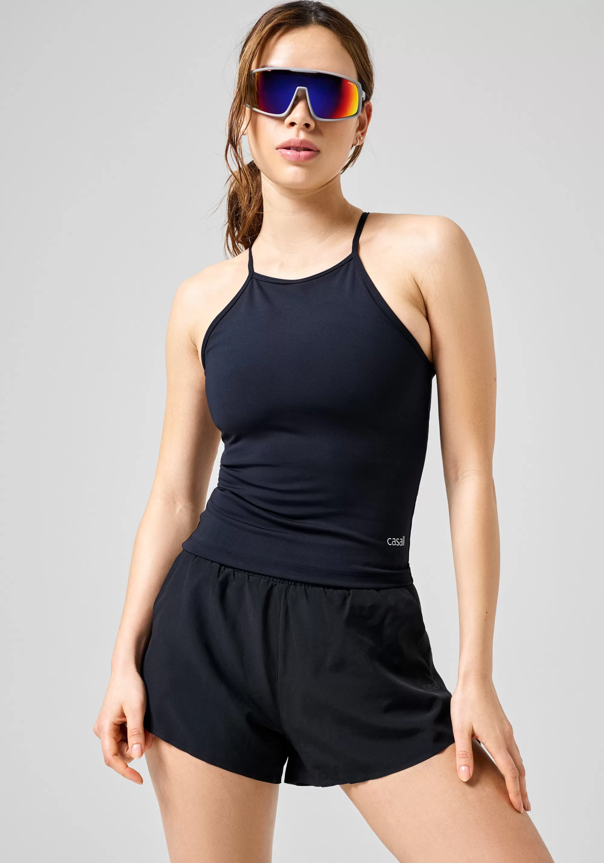 Casall Built-In-Bra Halterneck Tank - Black Outlet