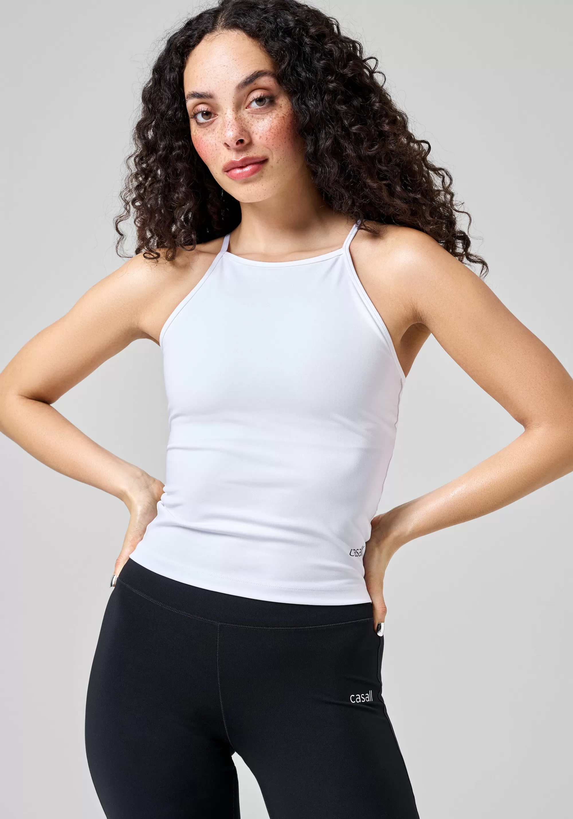 Casall Built-In-Bra Halterneck Tank - White Sale