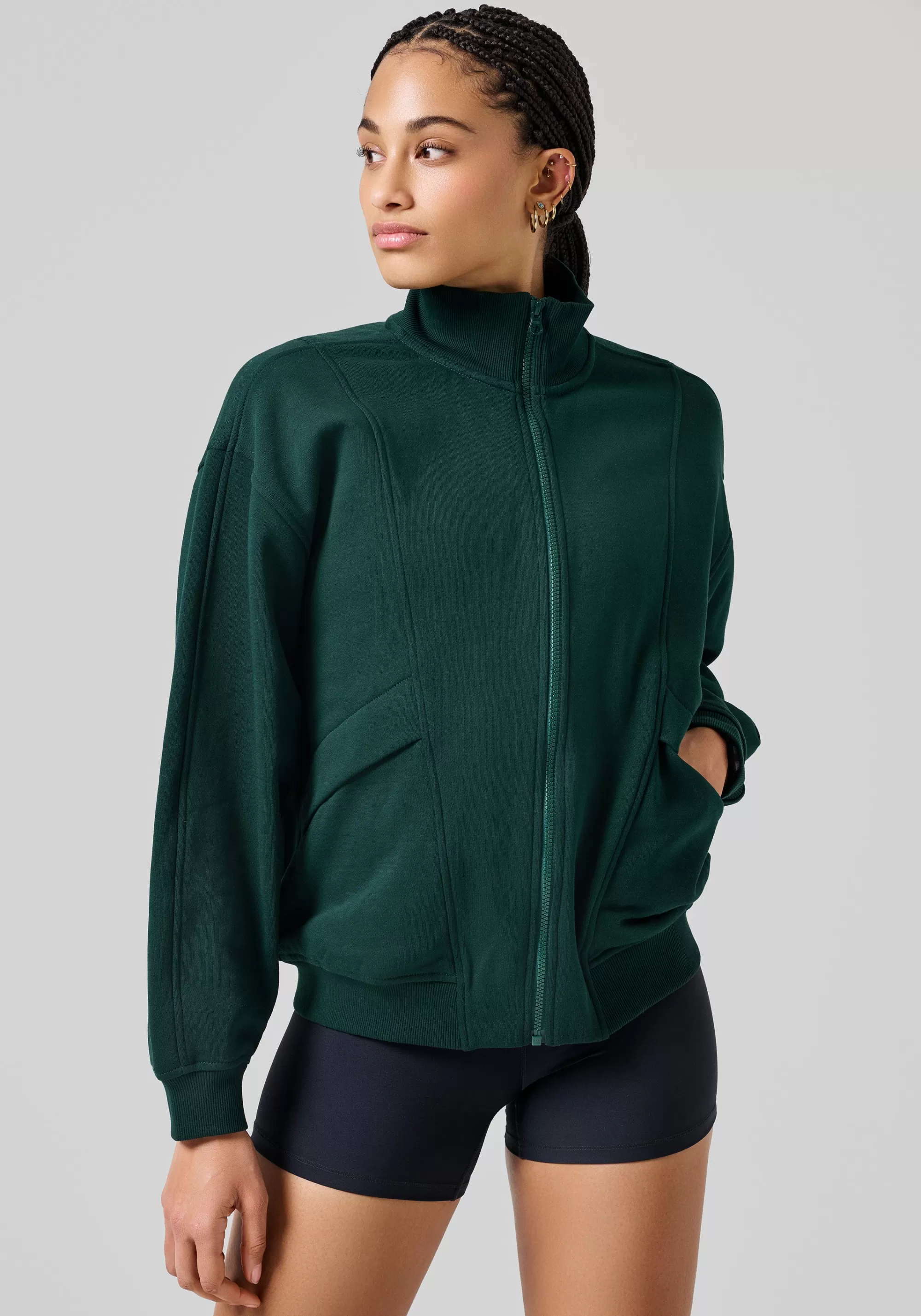 Casall Comfy Full Zip Sweater - Dark Pine Flash Sale