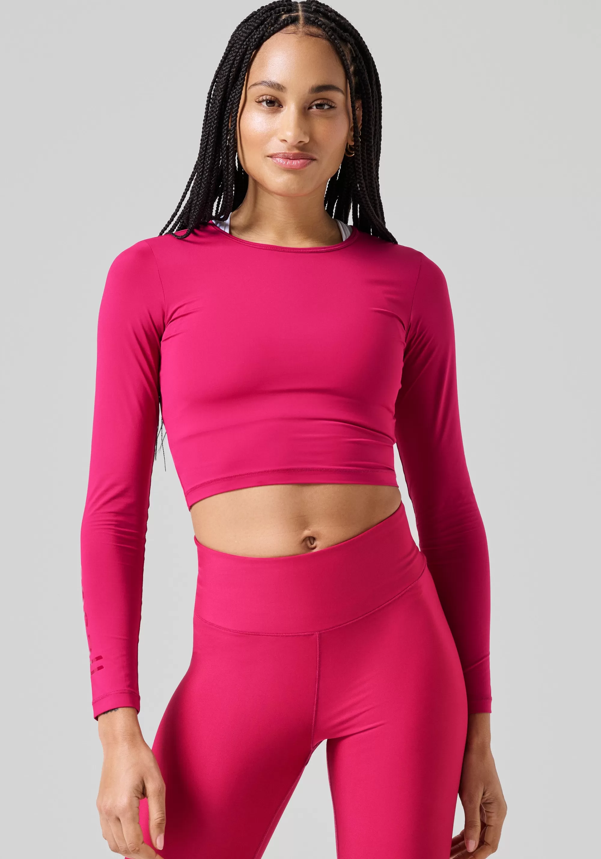 Casall Graphic Crop Long Sleeve - Punch Pink Best