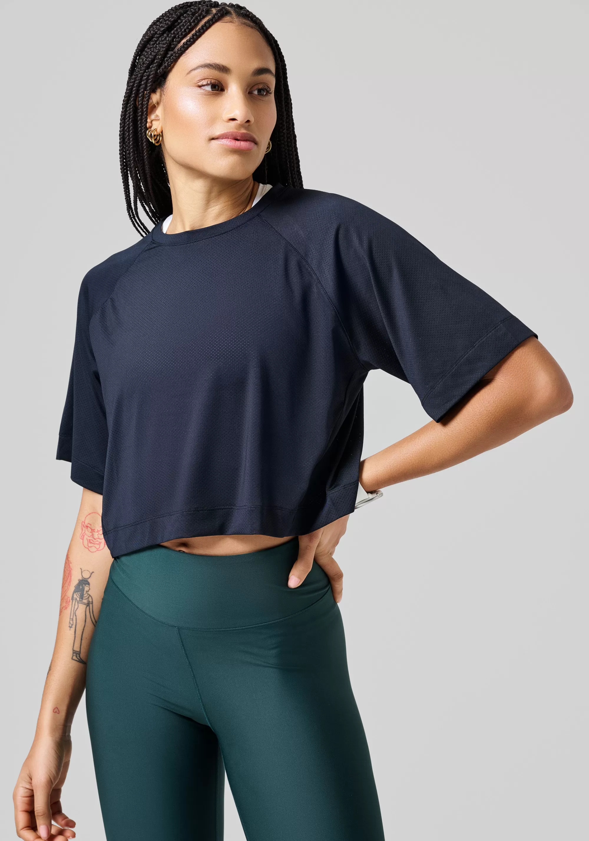 Casall Laser Mesh Crop Tee - Black Cheap