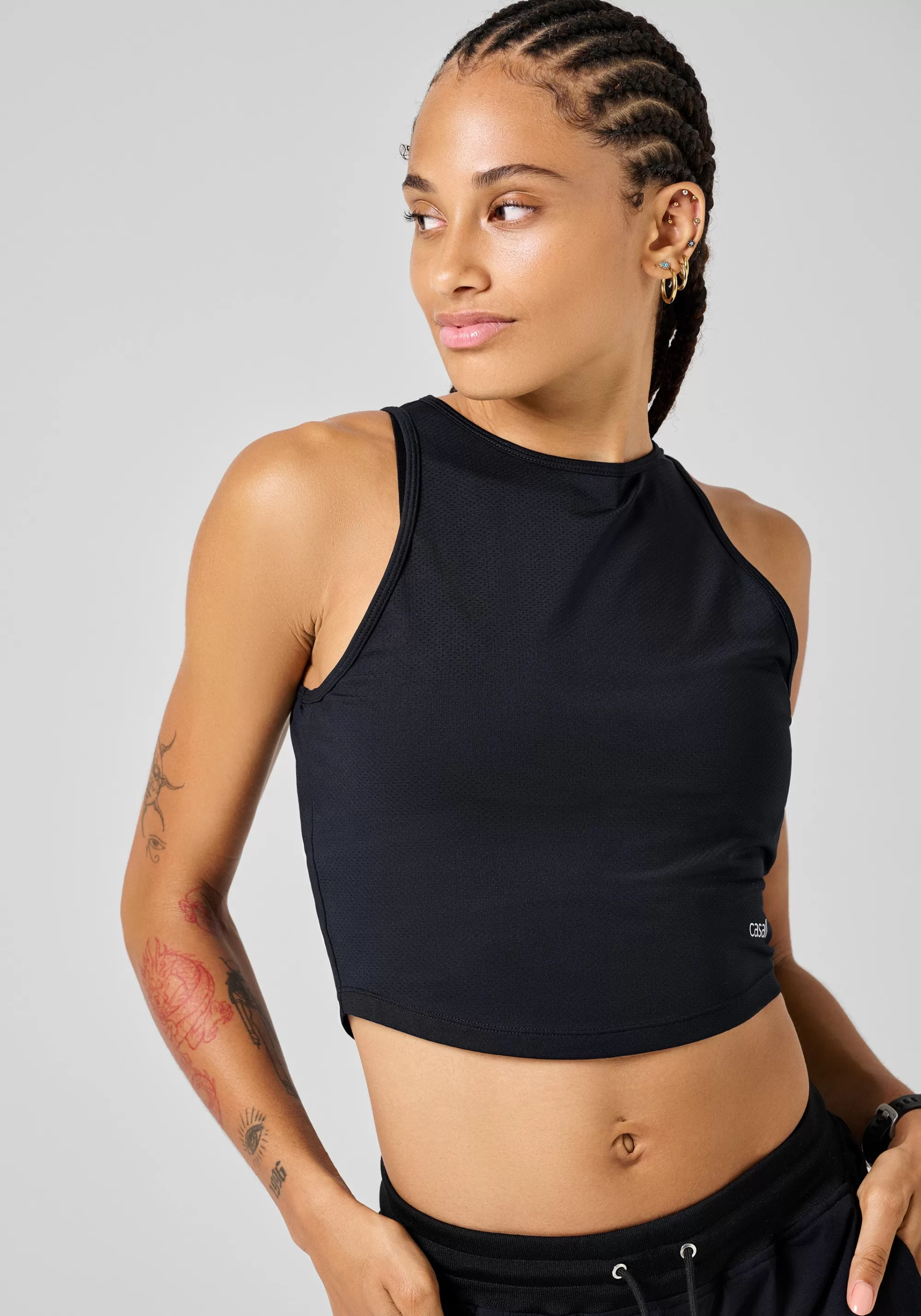 Casall Laser Mesh Crop Top - Black Flash Sale