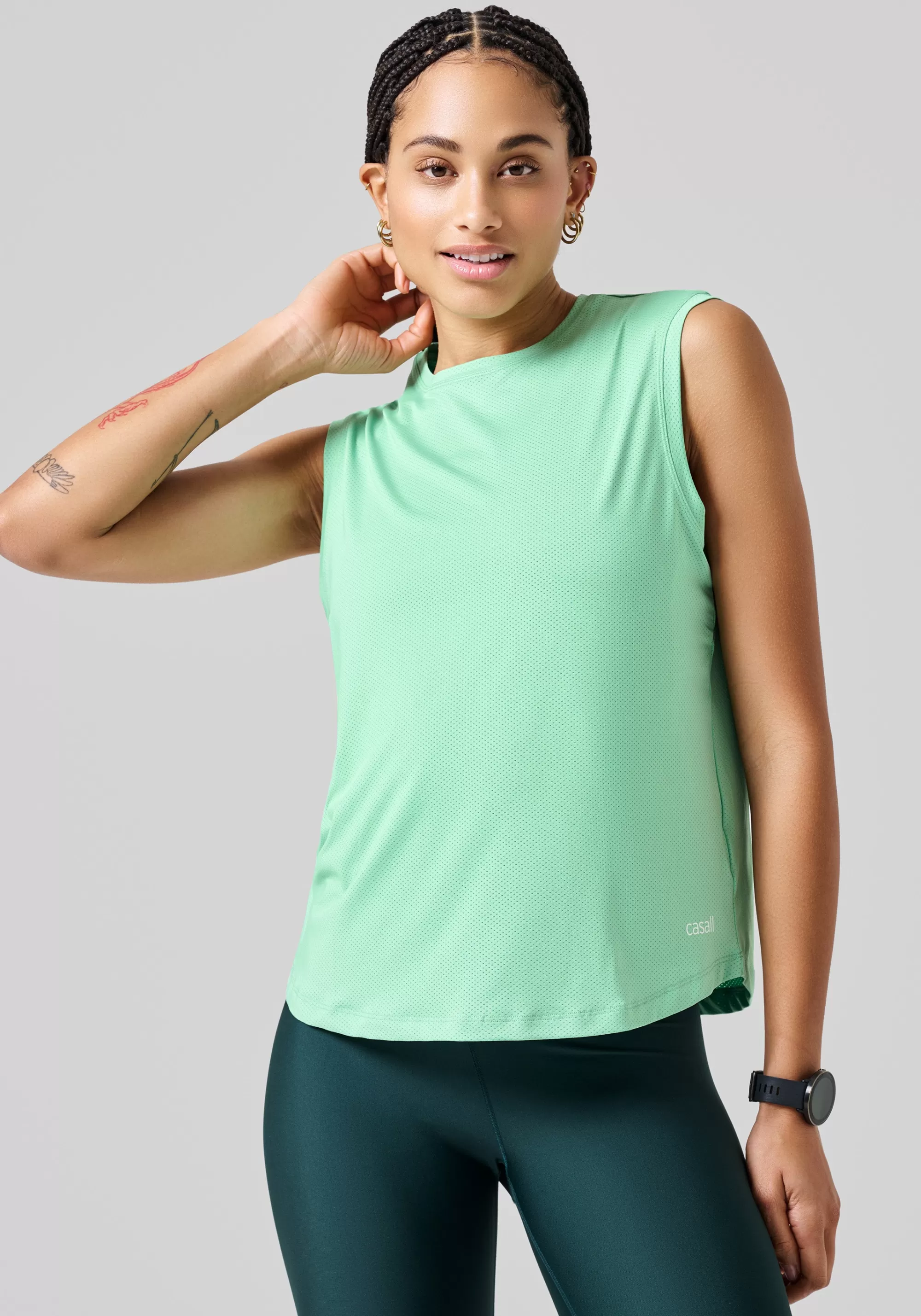 Casall Laser Mesh Muscle Tank - Apple Crush Fashion