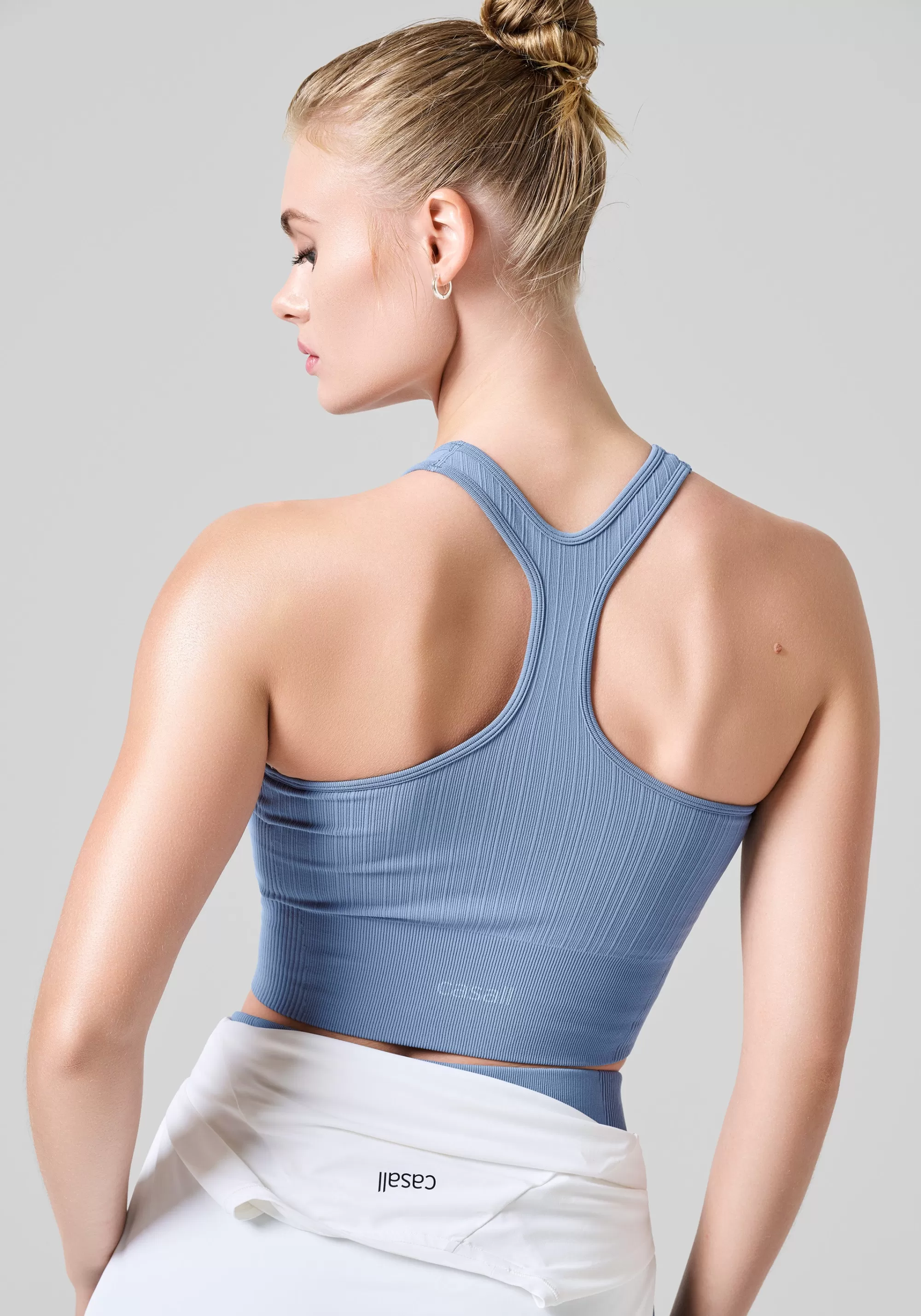 Casall Multi Rib Seamless Padded Sports Top - Sense Blue Fashion