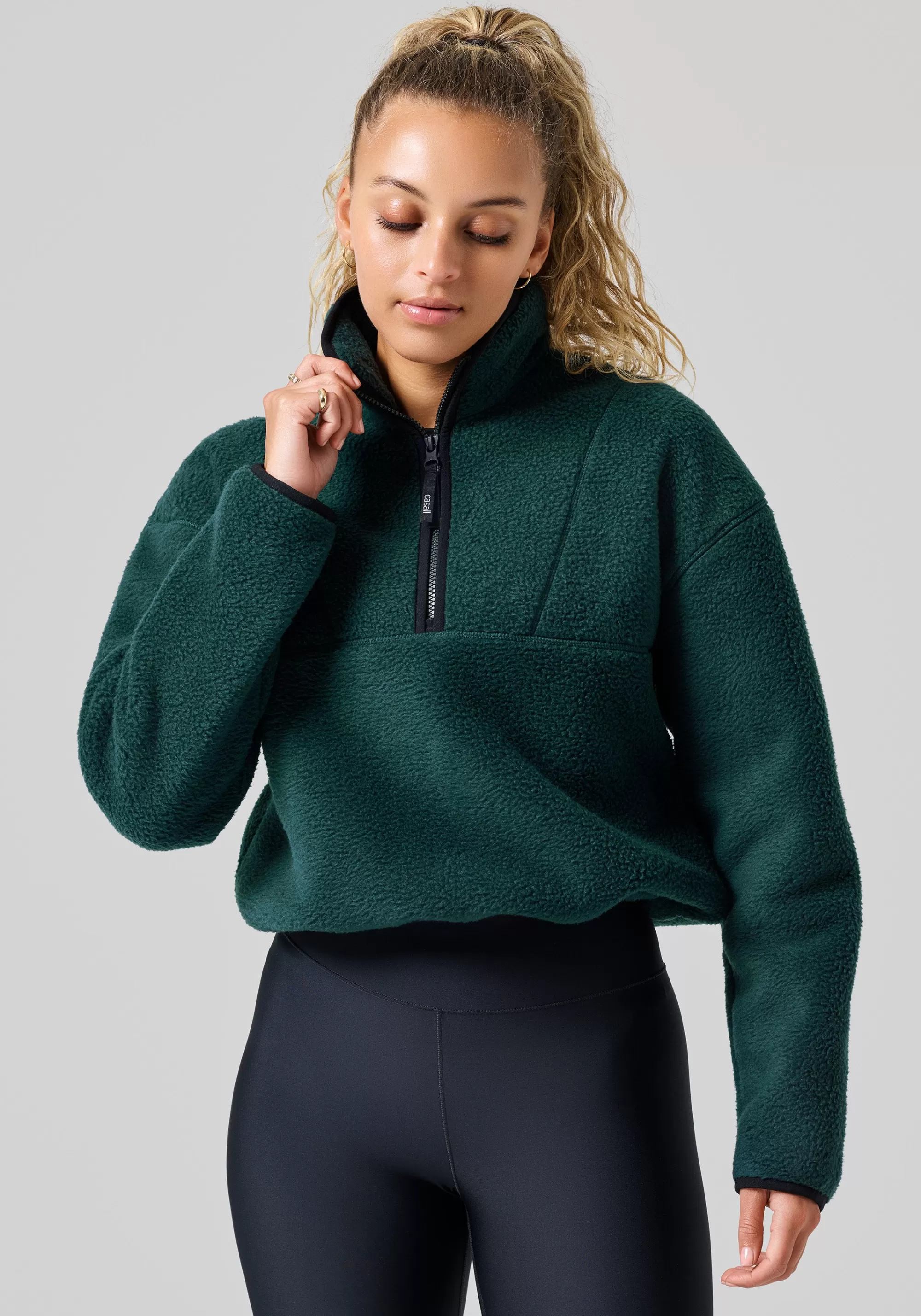 Casall Pile Half Zip - Dark Pine Online