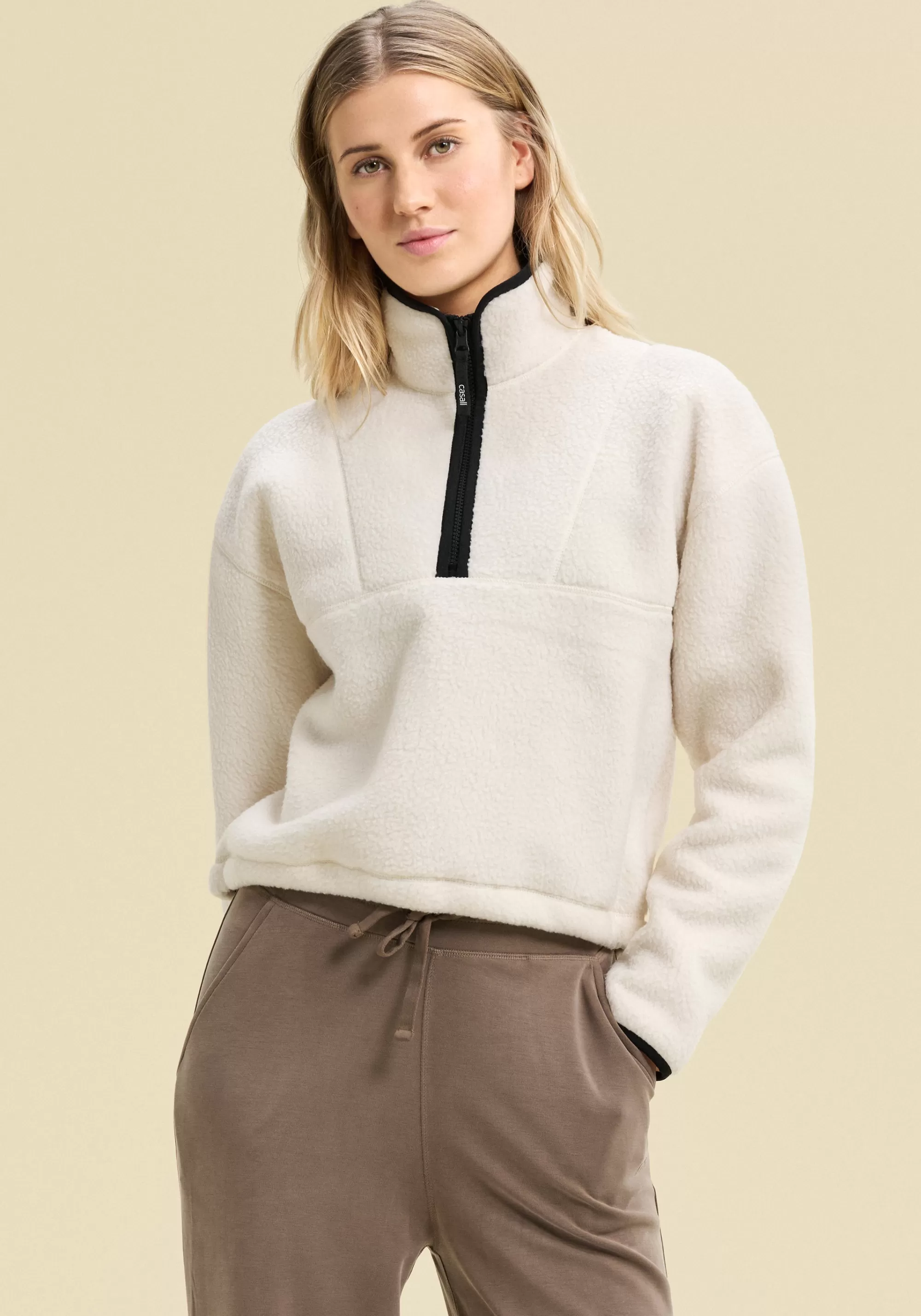 Casall Pile Half Zip - Off white Discount