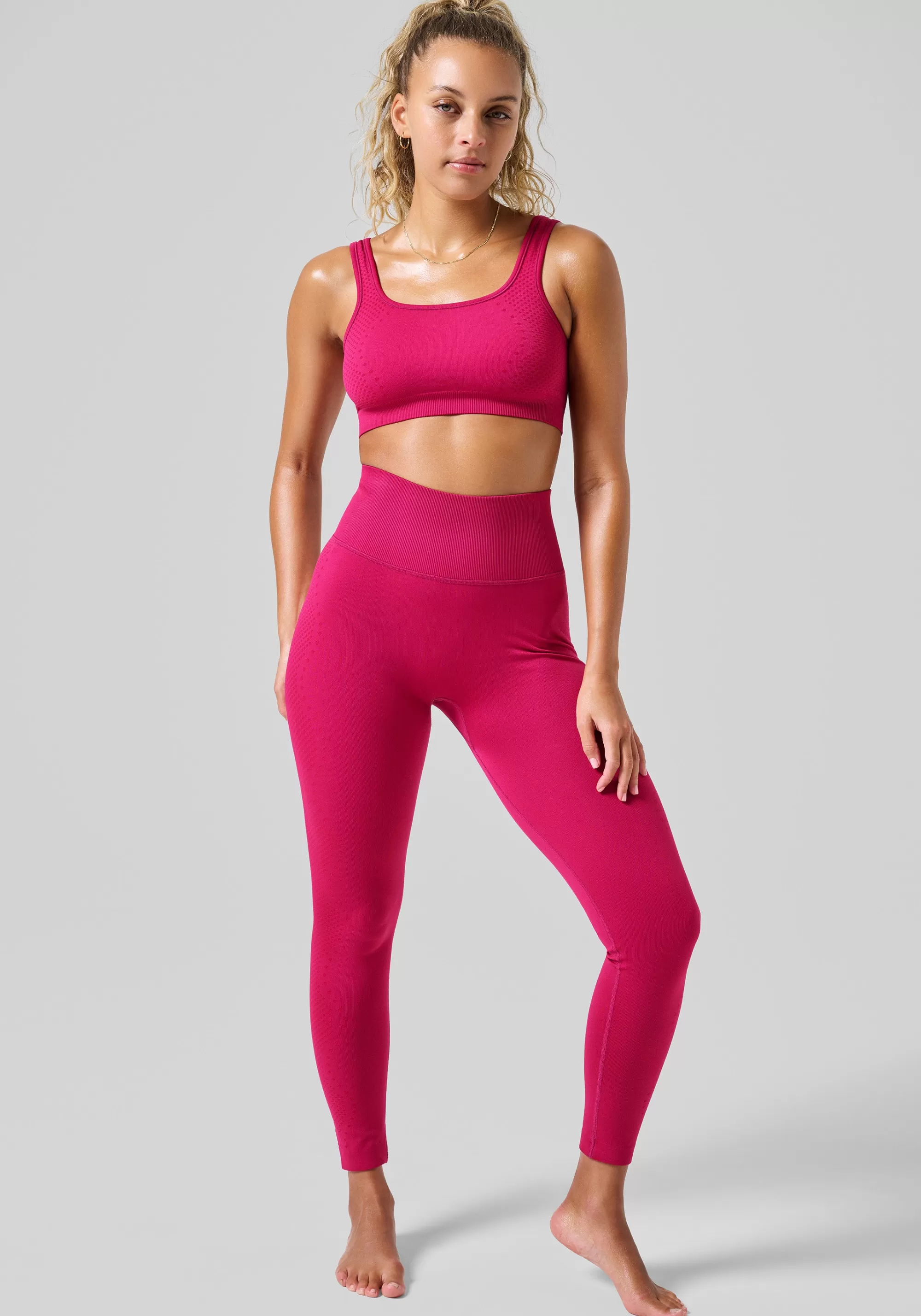 Casall Scallop High Waist Seamless Tights - Punch Pink Online