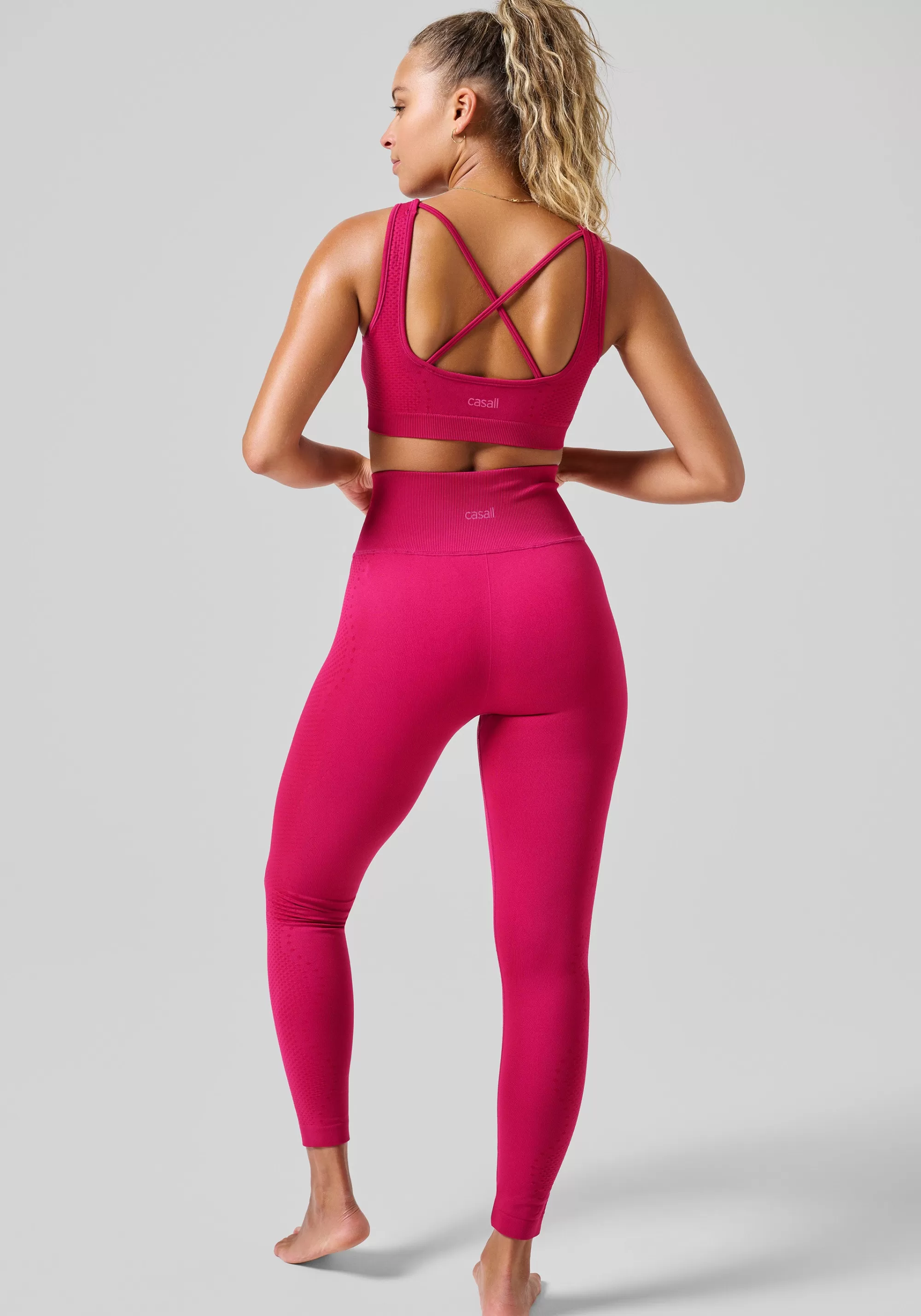 Casall Scallop High Waist Seamless Tights - Punch Pink Online