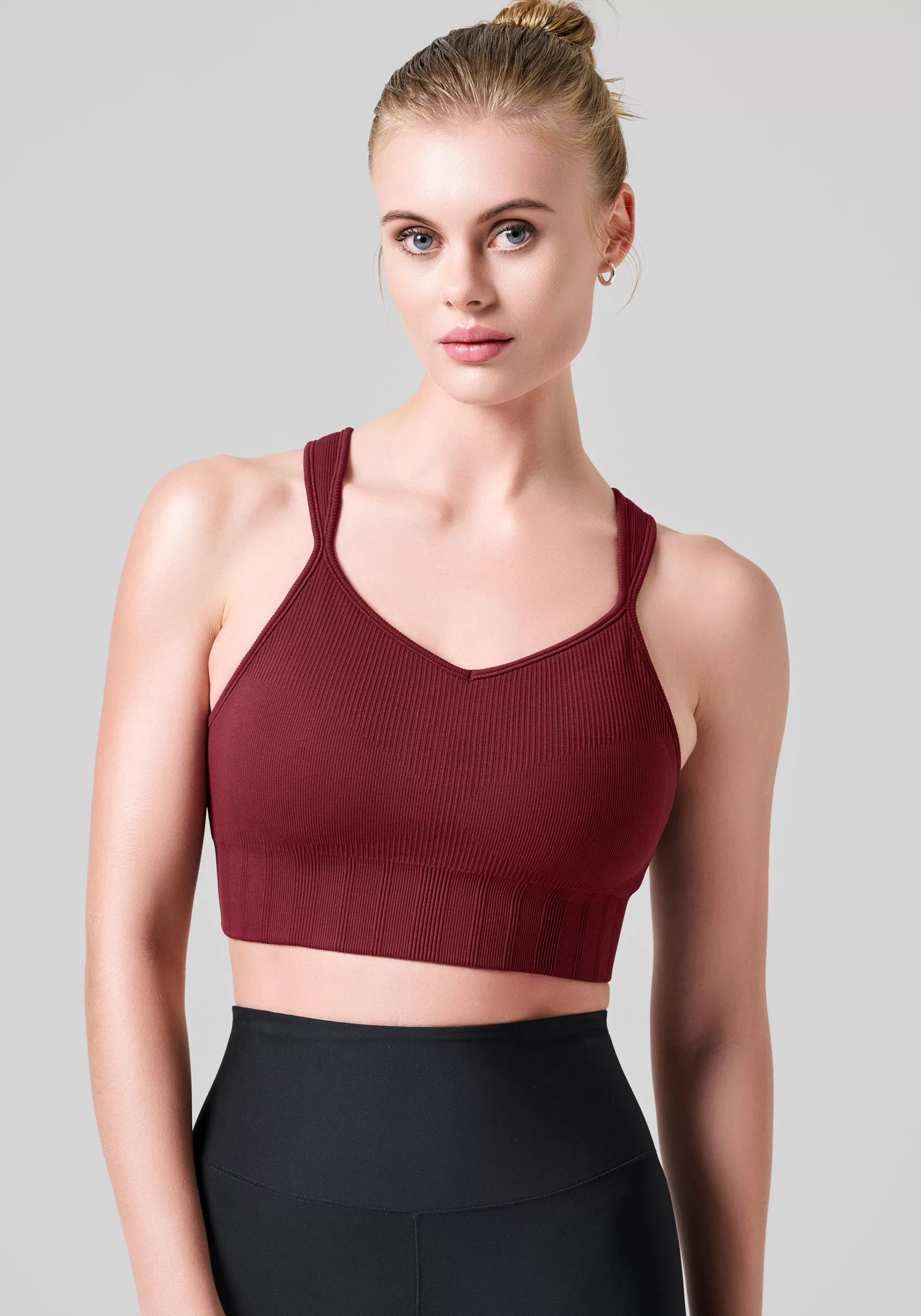 Casall Seamless Rib Padded Sports Bra - Evening Red Store