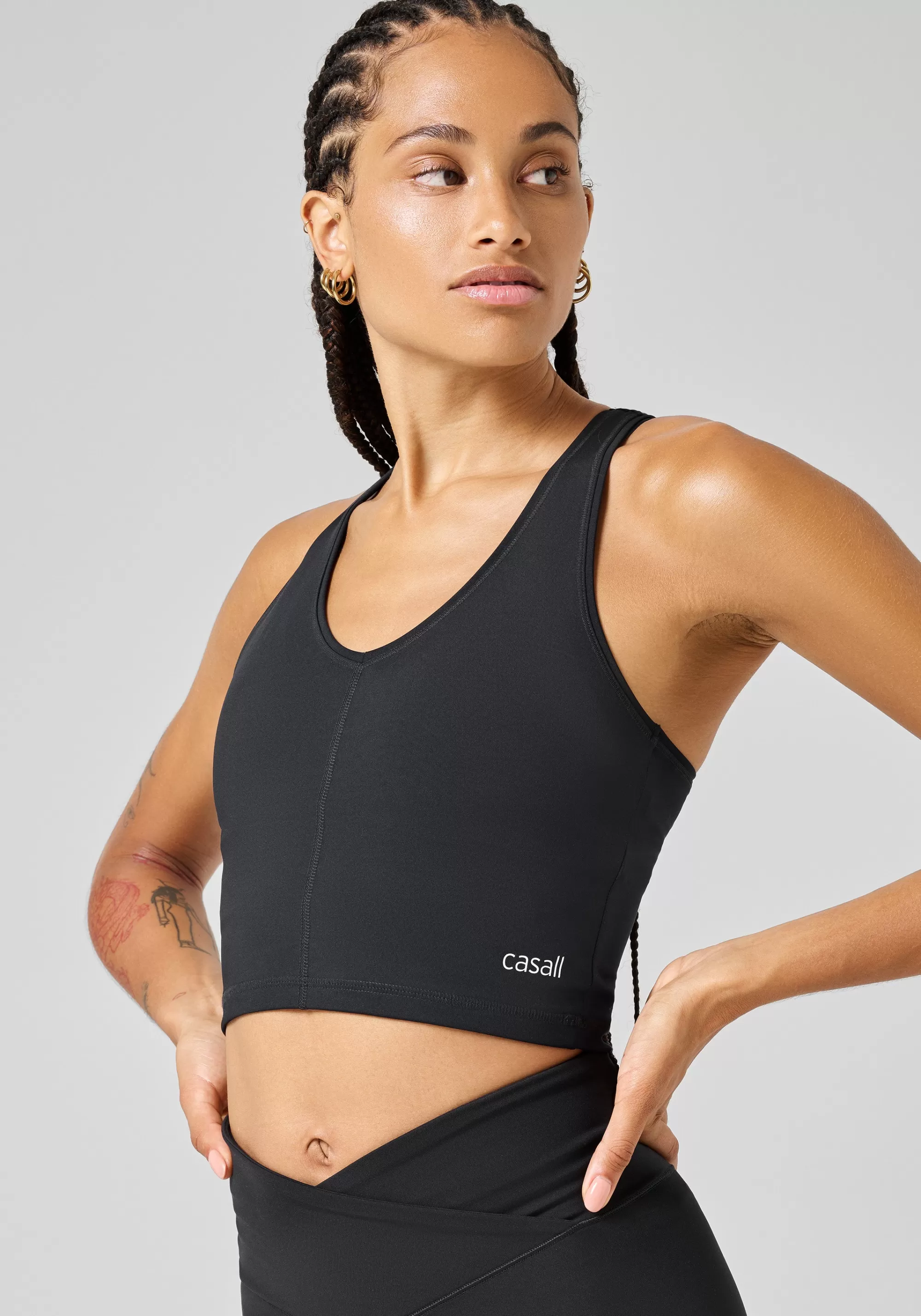 Casall Sharp Back Sport Top - Black New