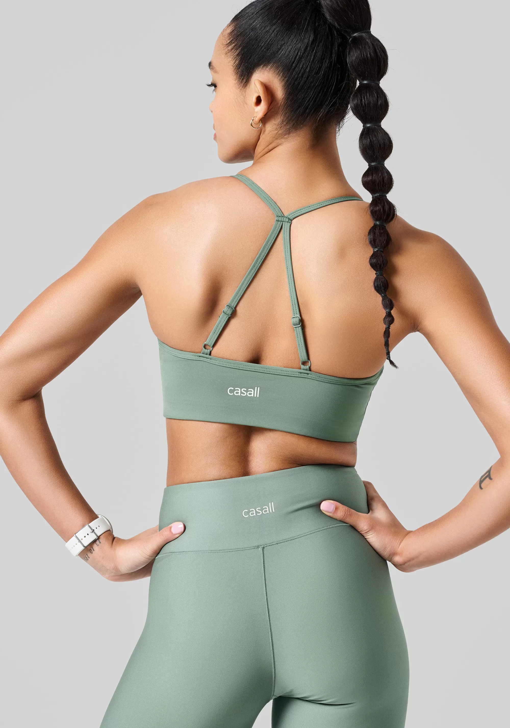 Casall Sleek Strappy Sports Bra - Dusty Green Hot