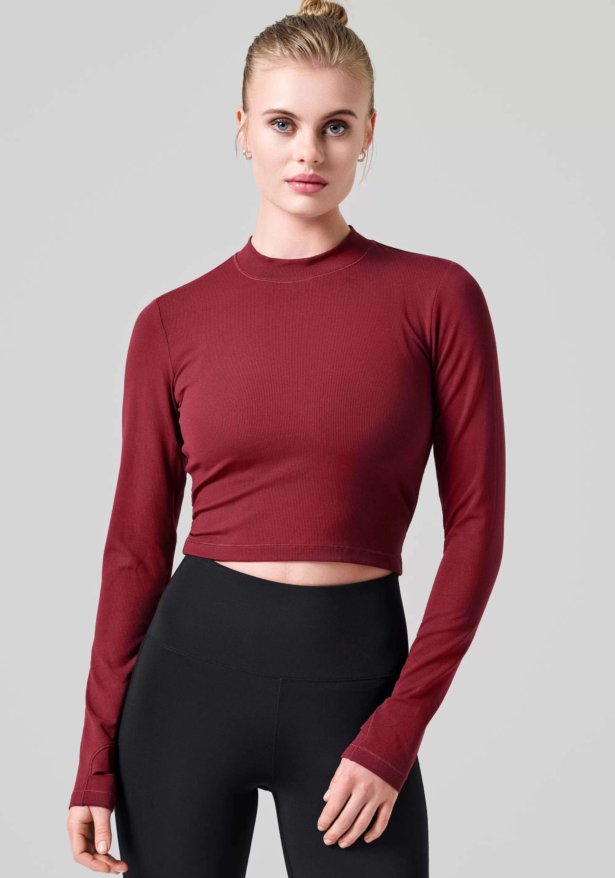 Casall Soft Rib Mock Neck Long Sleeve - Evening Red Hot