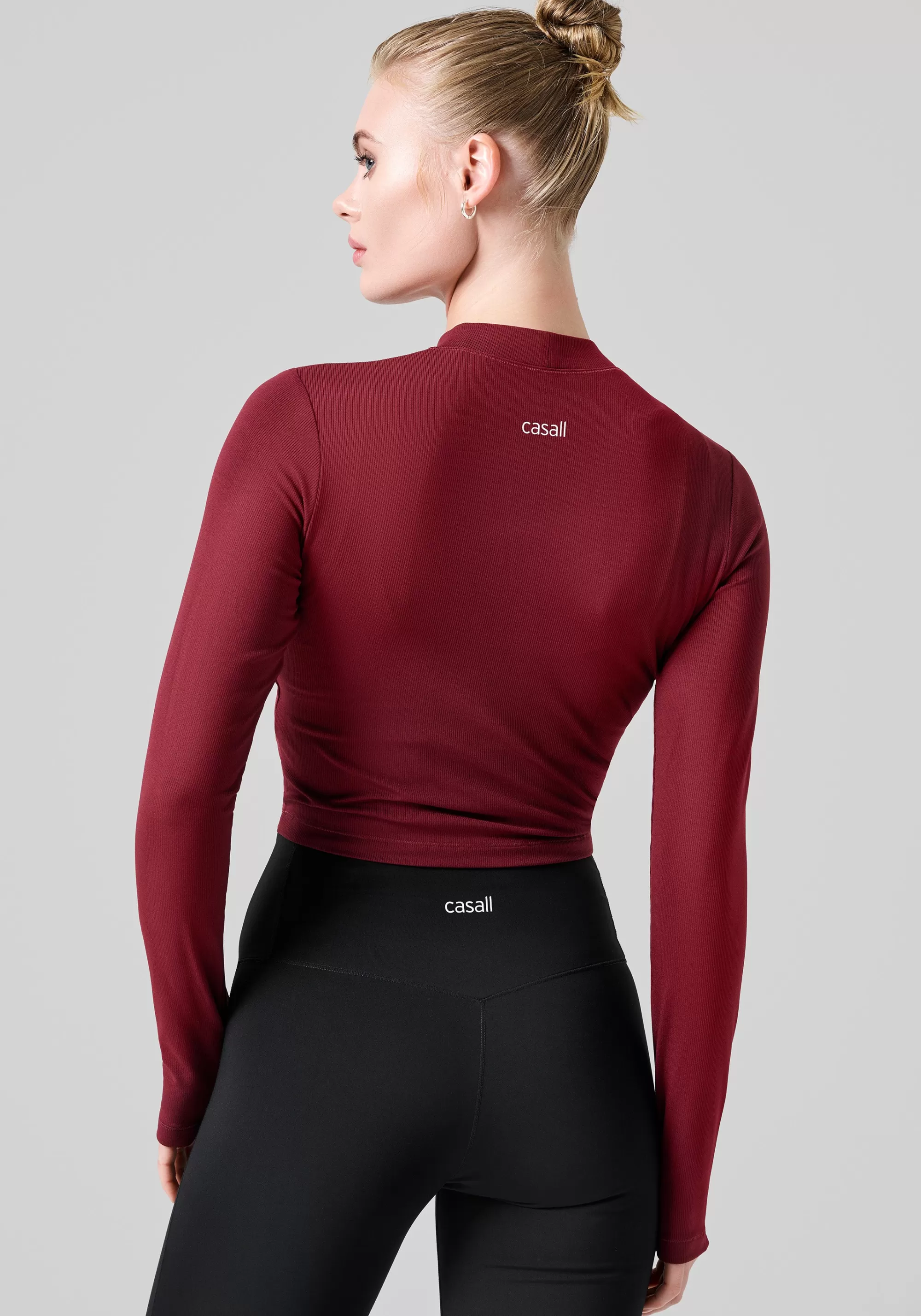 Casall Soft Rib Mock Neck Long Sleeve - Evening Red Hot