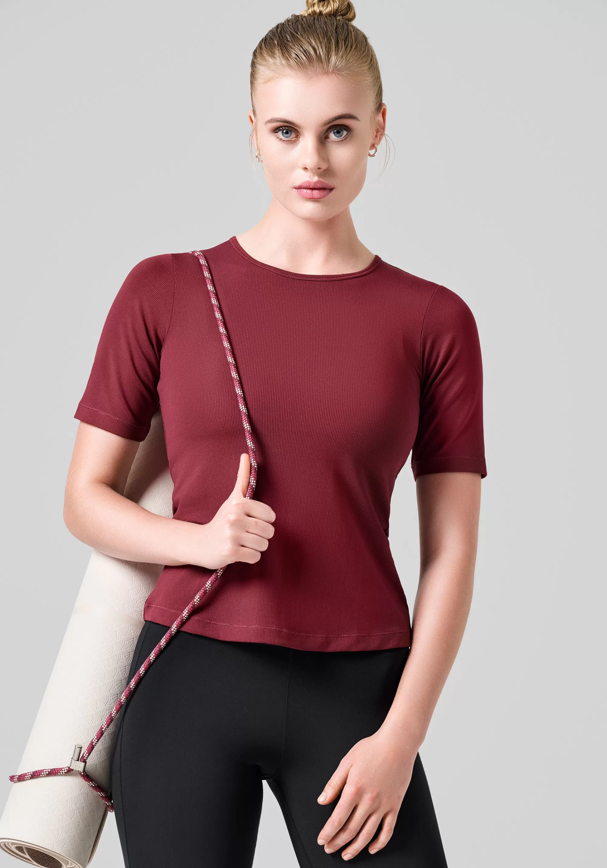 Casall Soft Rib Tee - Evening Red Online